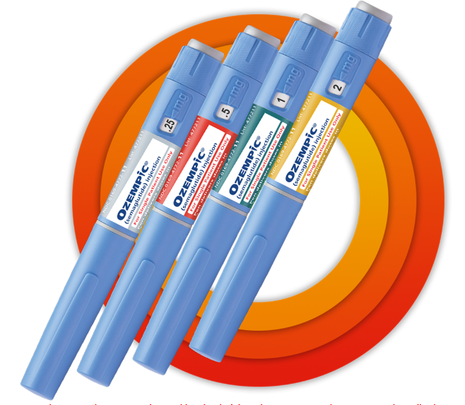(Injekcia) Ozempic*1 (4 jednotky v balení), 1 až 4 týždne, 0,25 mg (približne 8,5 % úbytok hmotnosti)